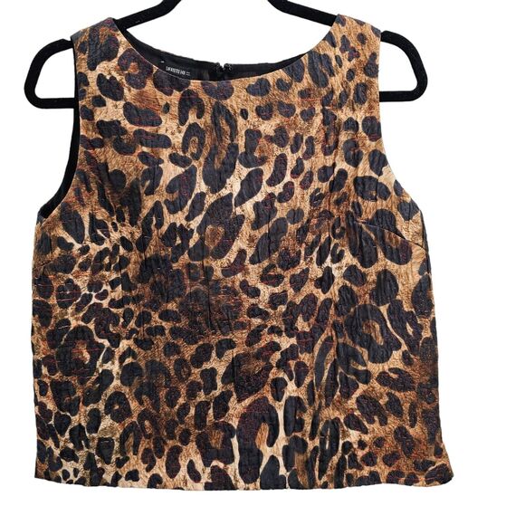 Lafayette 148 New York Top Leopard Animal Print Sleeveless Shell Tank - Picture 4 of 9